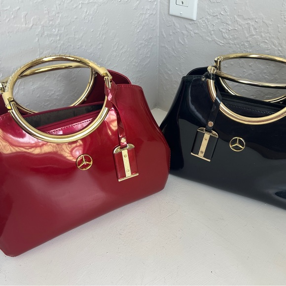 Source Unknown Red and Black Shoulder Bags with Gold Accents - Picture 3 of 16